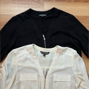 BUNDLE OF 2 Express long sleeve quarter-zip Portofino; black and cream